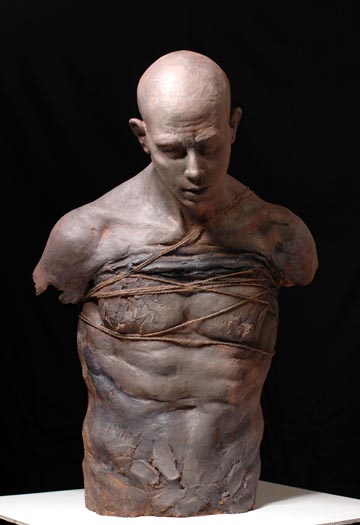  Terra cotta, paint, twine